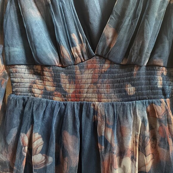 Baltic Born Layla Tulle Maxi Dress - Dark Blue Floral - L - NWT - Picture 3 of 6